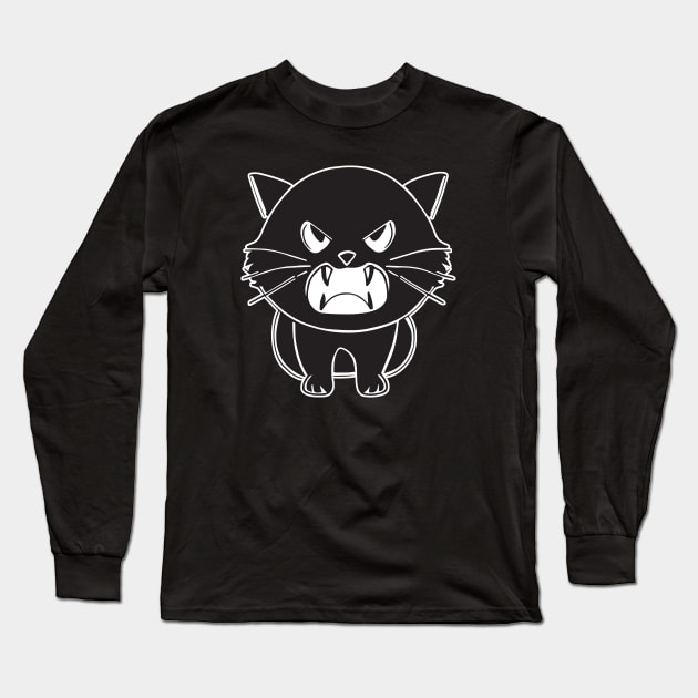 Cute angry hissing black cat Long Sleeve T-Shirt by SPJE Illustration Photography